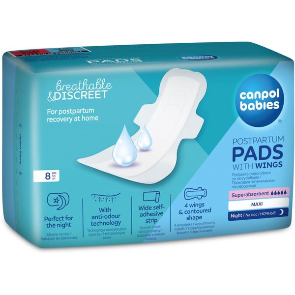 Canpol Babies Canpol babies Postpartum Pads With Wings дамски превръзки за след раждане за нощ 8 бр.