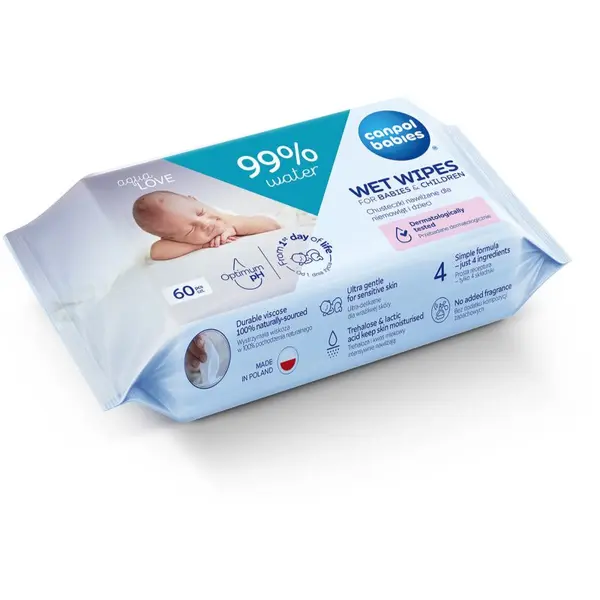 Canpol babies Canpol babies Wet Wipes 99% Water нежни мокри кърпички за бебета 60 бр.