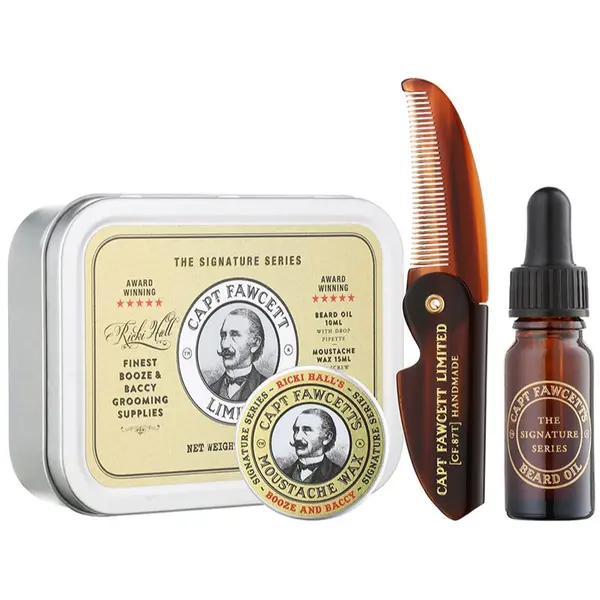 Captain Fawcett Captain Fawcett Ricki Hall´s Booze & Baccy Grooming Kit подаръчен комплект за брадата за мъже