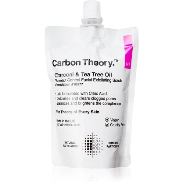 Carbon Theory Carbon Theory Charcoal & Tea Tree Oil почистващ пилинг за лице за проблемна кожа, акне 125 мл.