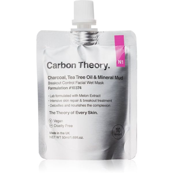 Carbon Theory Carbon Theory Charcoal, Tea Tree Oil & Mineral Mud интензивна регенерираща маска за проблемна кожа, акне 50 мл.
