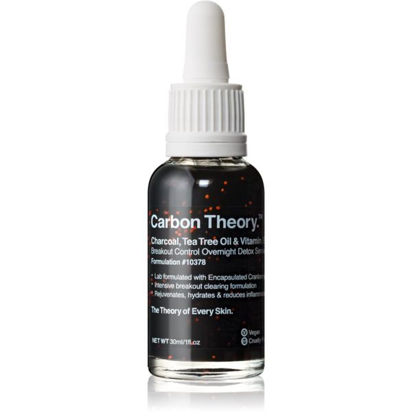 Carbon Theory Carbon Theory Charcoal, Tea Tree Oil & Vitamin E регенериращ нощен серум с ревитализиращ ефект  за проблемна кожа 30 мл.