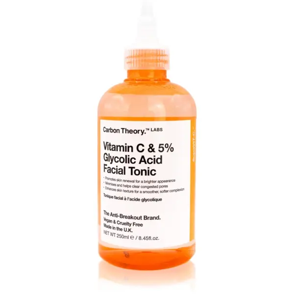 Carbon Theory Carbon Theory SupaVIT-C 5% Glycolic & Vitamin C озаряващ тоник против акне, зачервявания и рани след акне 250 мл.