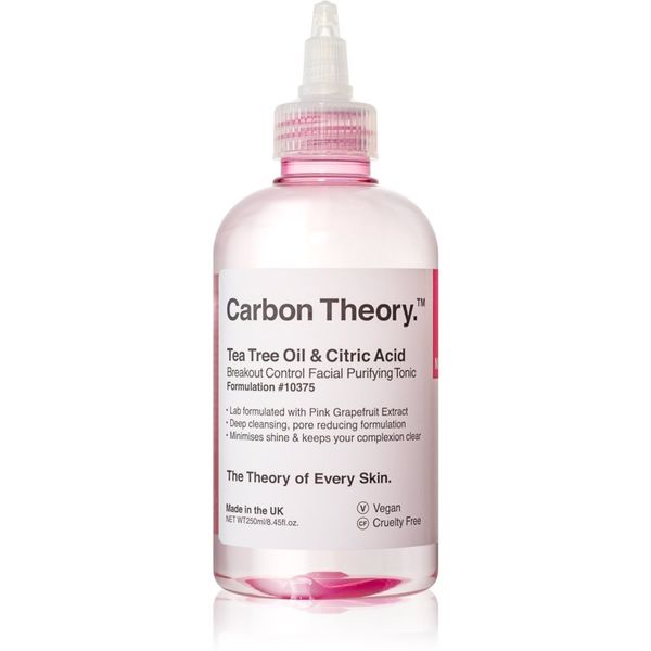 Carbon Theory Carbon Theory Tea Tree Oil & Citric Acid дълбоко почистващ тоник за проблемна кожа, акне 250 мл.