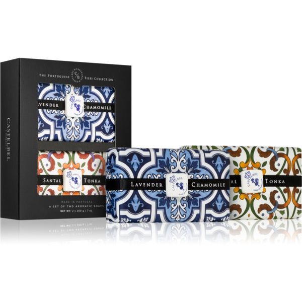 Castelbel Castelbel Tile Lavender & Chamomile + Santal Tonka твърд сапун подаръчен комплект 2x200 гр.