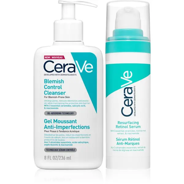 CeraVe CeraVe Control Cleanser & Retinol Serum Duo комплект против несъвършенствата на акнозна кожа