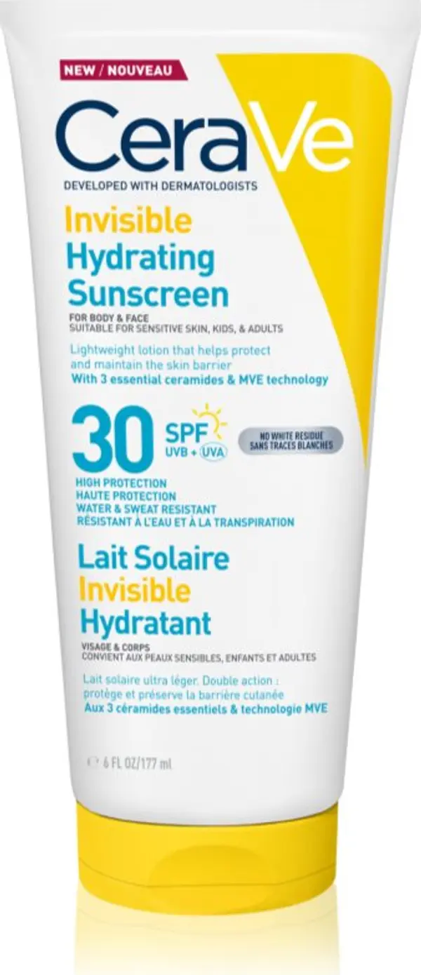 CeraVe CeraVe Invisible Hydrating Sunscreen SPF 30 крем за тен за лице и тяло SPF 30 177 мл.
