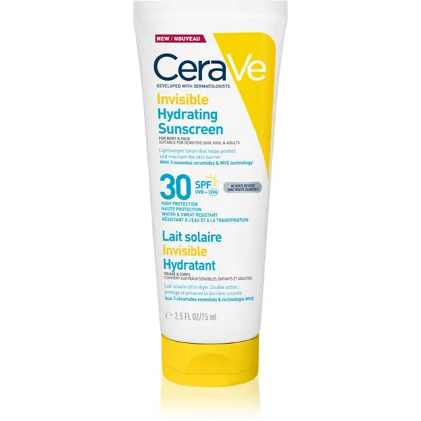 CeraVe CeraVe Invisible Hydrating Sunscreen SPF 30 крем за тен за лице и тяло SPF 30 75 мл.