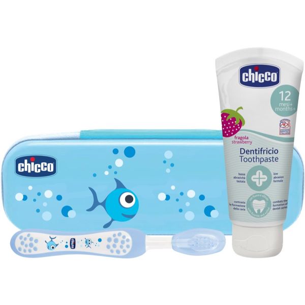 Chicco Chicco Always Smiling Blue Комплект за дентална грижа Strawberry(за деца )