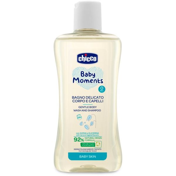 Chicco Chicco Baby Moments нежен детски шампоан за коса и тяло 200 мл.