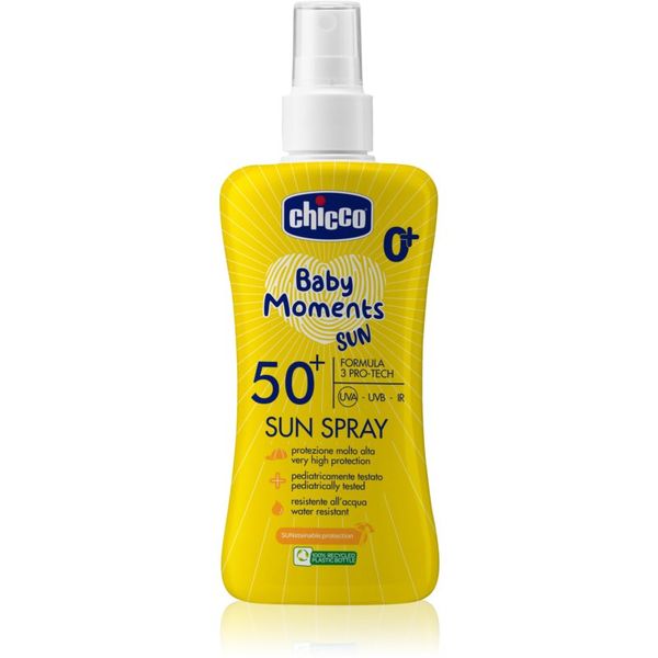 Chicco Chicco Baby Moments Sun спрей за тен за деца SPF 50+ 0 m+ 150 мл.