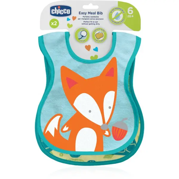 Chicco Chicco Easy Meal Bib 6m+ лигавник Green 2 бр.