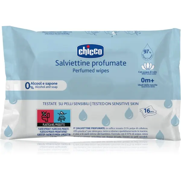 Chicco Chicco Perfumed Wipes 0m+ мокри кърпички за деца леко парфюмирано 16 бр.