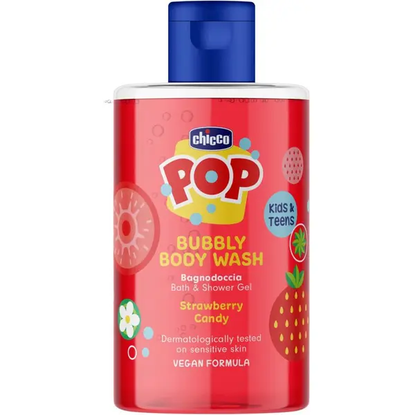 Chicco Chicco Pop Bubbly Body Wash Гел за душ и вана за деца Strawberry Candy 300 мл.