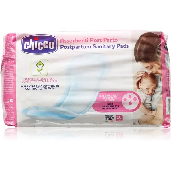 Chicco Chicco Postpartum Sanitary Pads 100% Pure Organic Cotton дамски превръзки за след раждане 10 бр.