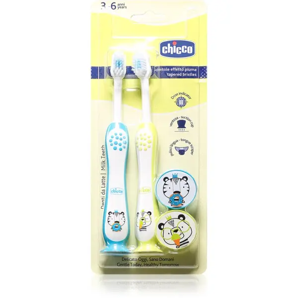 Chicco Chicco Toothbrush Set 3-6 y+ детска четка за зъби с вендуза Tiger-Panda