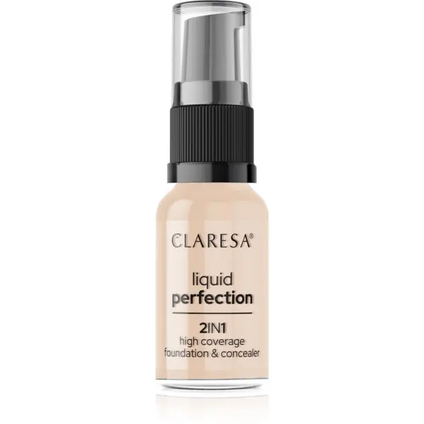 Claresa Claresa Liquid Perfection 2in1 високо покривен фон дьо тен цвят 102 Warm Medium 18 гр.
