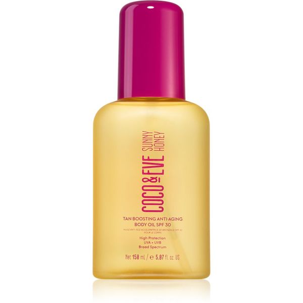 Coco & Eve Coco & Eve Sunny Honey Tan Boosting Anti-Aging Body Oil SPF 30 защитно олио за ускоряване на тена против стареене на кожата SPF 30 150 мл.