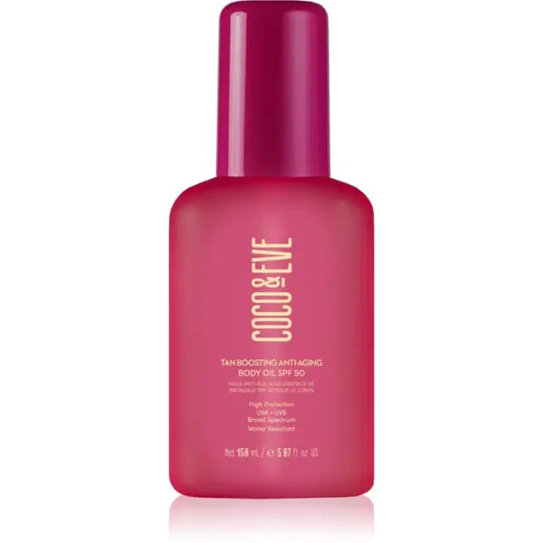 Coco & Eve Coco & Eve Sunny Honey Tan Boosting Anti-Aging Body Oil SPF 50 защитно олио за ускоряване на тена против стареене на кожата SPF 50 150 мл.