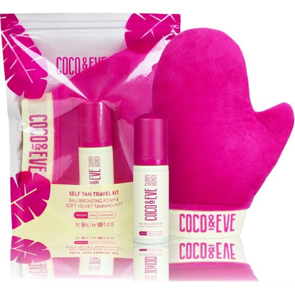 Coco & Eve Coco & Eve Sunny Honey Ultimate Glow Travel Kit автобронзираща пяна с ръкавица за нанасяне Medium 60 мл.