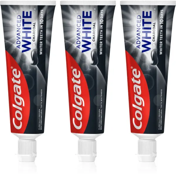 Colgate Colgate Advanced White Charcoal избелваща паста за зъби с активен въглен 3x75 мл.