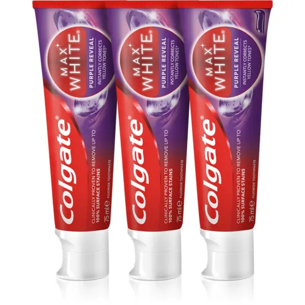 Colgate Colgate Max White Purple Reveal освежаваща паста за зъби 3x75 мл.
