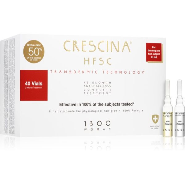 Crescina Crescina Transdermic 1300 Re-Growth and Anti-Hair Loss грижа за растеж на косата против косопад за жени 40x3,5 мл.