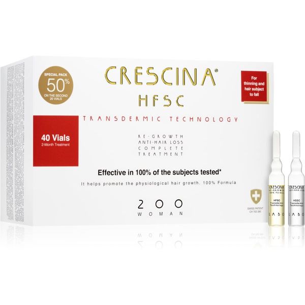 Crescina Crescina Transdermic 200 Re-Growth and Anti-Hair Loss грижа за растеж на косата против косопад за жени 40x3,5 мл.