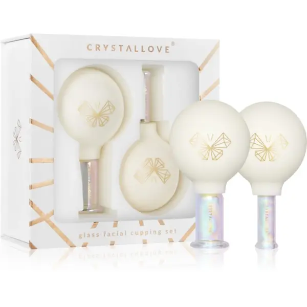 Crystallove Crystallove Glass Facial Cupping Set комплект масажни аксесоари за лице, врат и деколкте 2 бр.