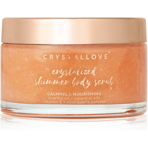 Crystallove Crystallove Rose Quartz Shimmer Body Scrub пилинг за тяло с блестящи частици 200 гр.