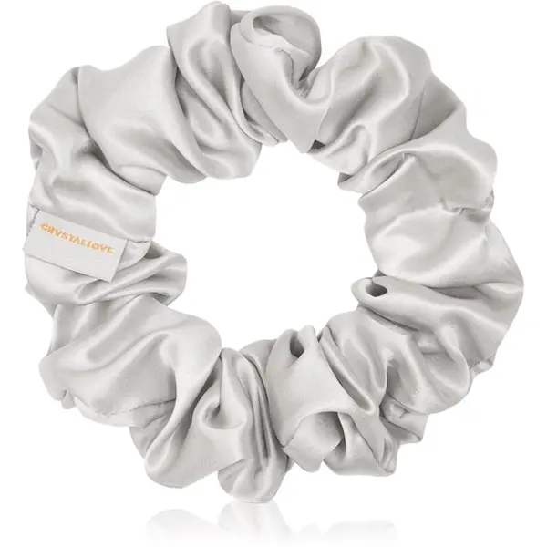 Crystallove Crystallove Silk Scrunchie копринен ластик за коса Silver 1 бр.