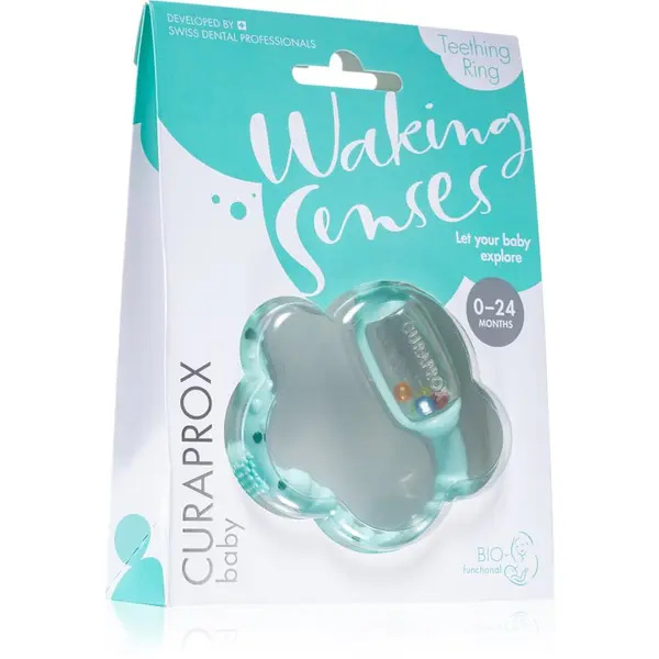 Curaprox Curaprox Baby Waking Senses Чесалка за зъби с четка за масаж и дрънкалка 1 бр.