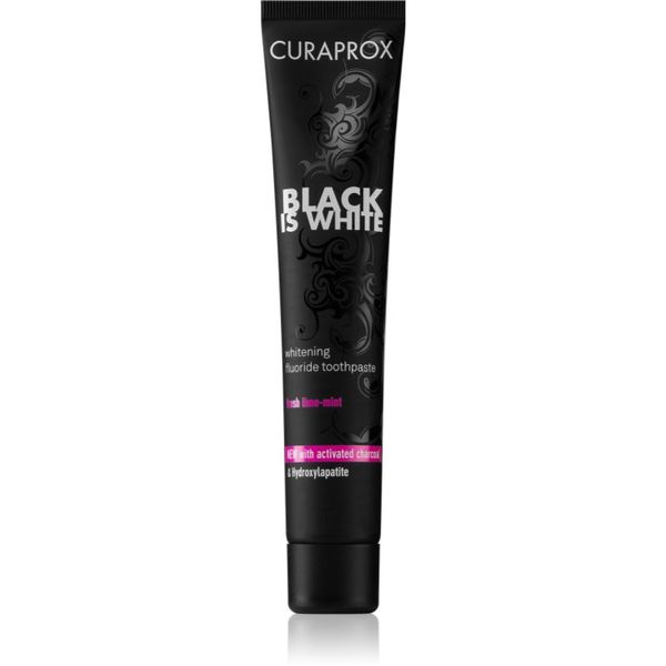 Curaprox Curaprox Black is White избелваща паста с активен въглен с хидроксиапатит вкус Fresh Lime-Mint 90 мл.