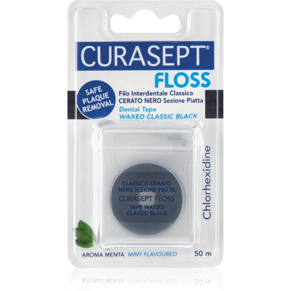 Curasept Curasept Dental Tape Waxed Classic Black восъчна лента за зъби с антибактериална добавка Mint 50 м