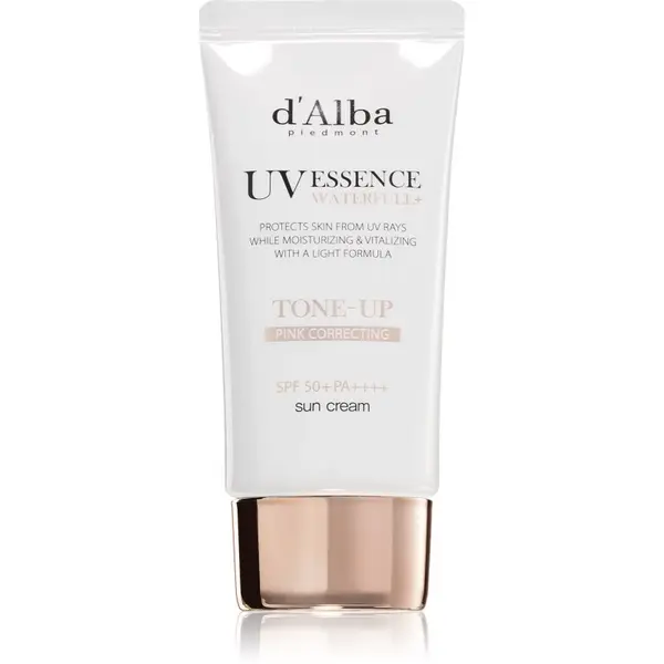 d'Alba d'Alba Waterfull Pink Correcting Tone-Up Sun Cream слънцезащитен крем за лице за освежаване и хидратация SPF 50+ 50 мл.