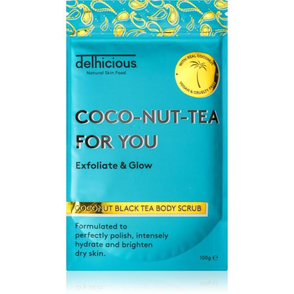 delhicious delhicious COCO-NUT-TEA FOR YOU COCONUT BLACK TEA хидратиращ пилинг за тяло за суха и чувствителна кожа 100 гр.