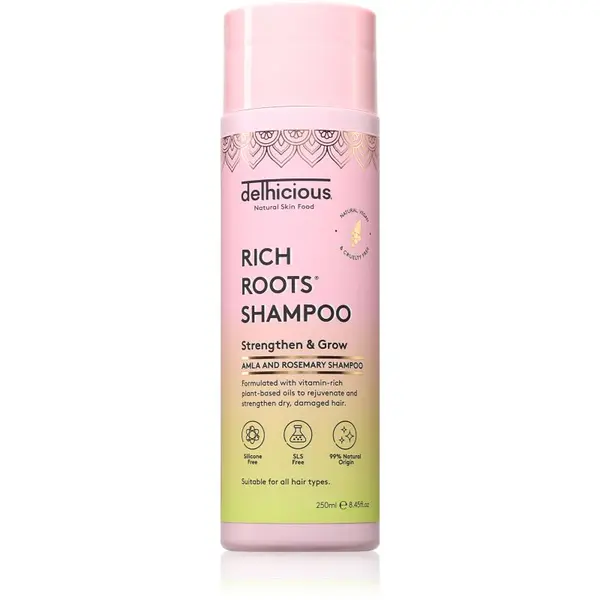 delhicious delhicious RICH ROOTS Strengthen & Moisturise Shampoo подсилващ шампоан с хидратиращ ефект 250 мл.