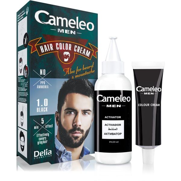 Delia Cosmetics Delia Cosmetics Cameleo Men боя за коса цвят 1.0 Black 30 мл.