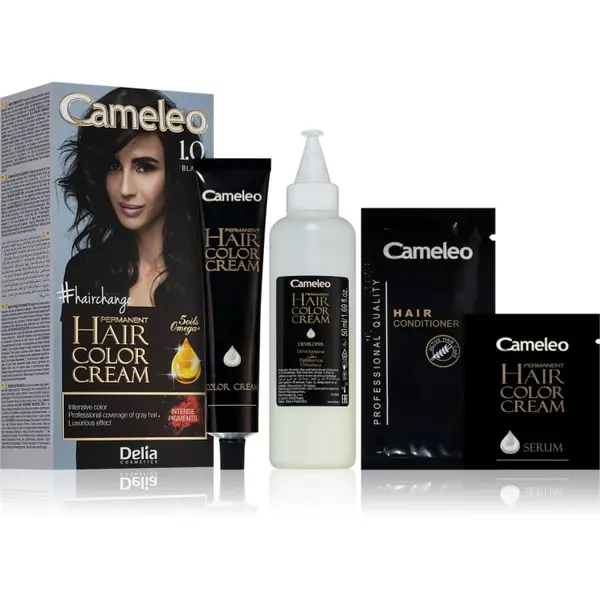 Delia Cosmetics Delia Cosmetics Cameleo Omega перманентната боя за коса цвят 1.0 Black