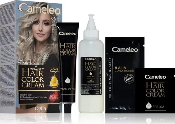 Delia Cosmetics Delia Cosmetics Cameleo Omega перманентната боя за коса цвят 9.1 Ultimate Ash Blonde