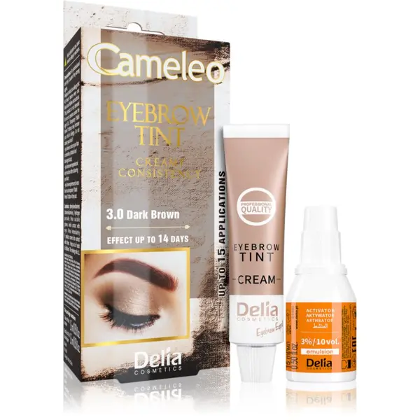 Delia Cosmetics Delia Cosmetics Cameleo професионална крем-боя за вежди без амоняк цвят 3.0 Dark Brown 15 мл.