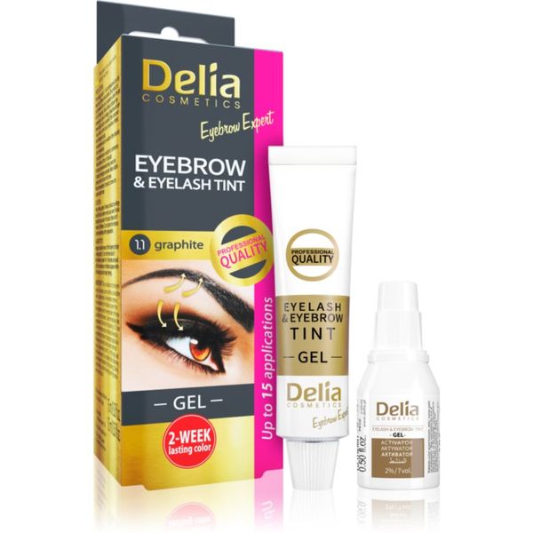 Delia Cosmetics Delia Cosmetics Eyebrow Expert боя за вежди и мигли с апликатор цвят 1.1. Graphite 2 x 15 мл.