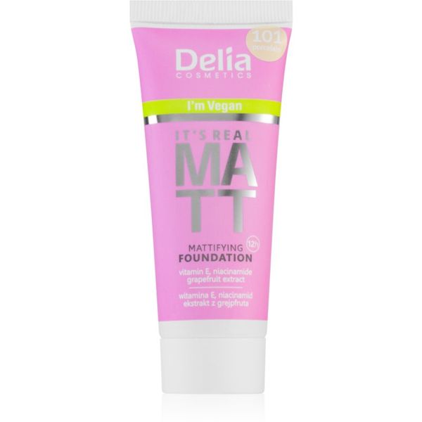 Delia Cosmetics Delia Cosmetics It's Real Matt матиращ фон дьо тен цвят 101 porcelain 30 мл.