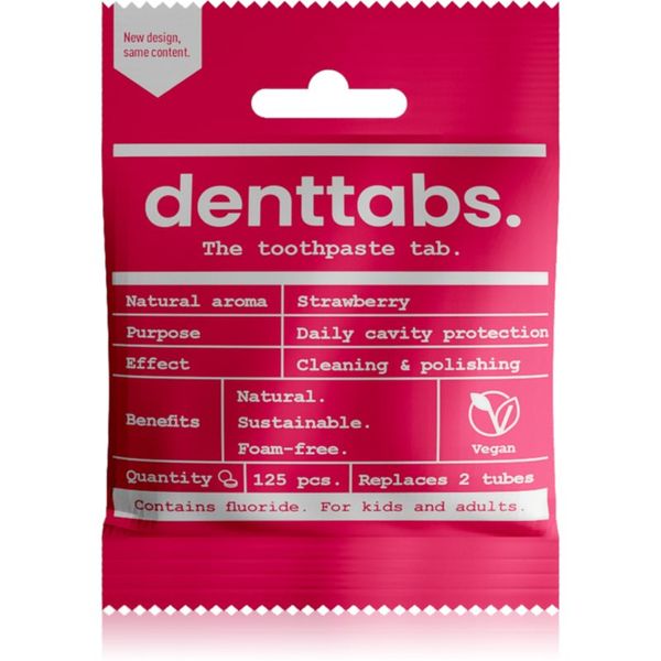 Denttabs Denttabs Brush Teeth Tablets Kids with Fluoride паста за зъби с флуорид на таблетки за деца Strawberry 125 табл