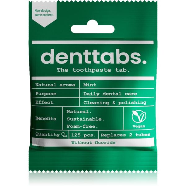 Denttabs Denttabs Natural Toothpaste Tablets without Fluoride паста за зъби без флуорид на таблетки Mint 125 табл