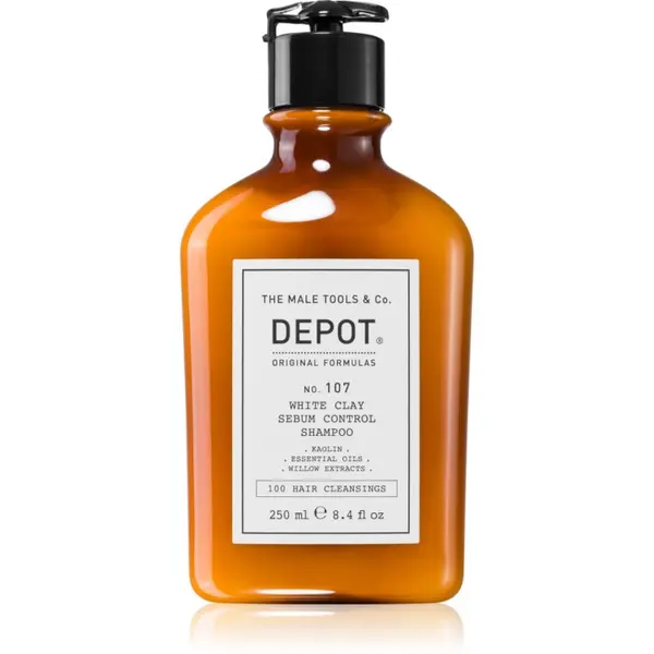 Depot DEPOT 100 HAIR CLEANSING NO. 107 WHITE CLAY SEBUM SHAMPOO почистващ шампоан за мазна коса и мазен скалп 250 мл.