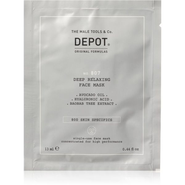 Depot Depot No. 807 Deep Relaxing Face Mask успокояваща и хидратираща маска за мъже 13 мл.