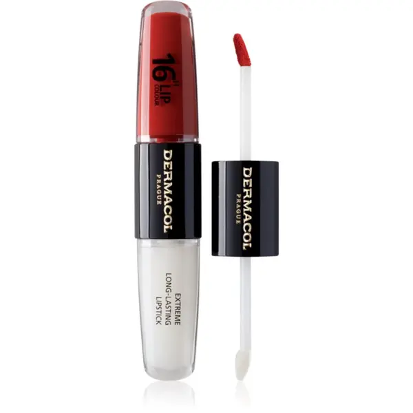 Dermacol Dermacol 16H Lip Colour дълготрайно червило и гланц за устни цвят 34 Vibrant Red 2x4 мл.