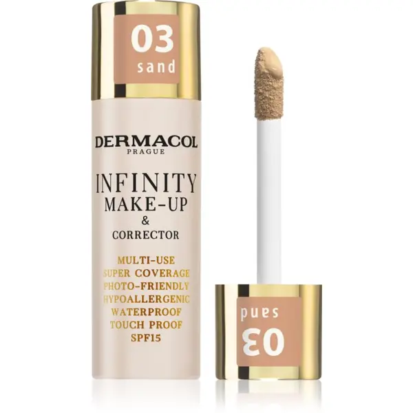Dermacol Dermacol Infinity високо покривен фон дьо тен SPF 15 цвят 03 Sand 20 гр.
