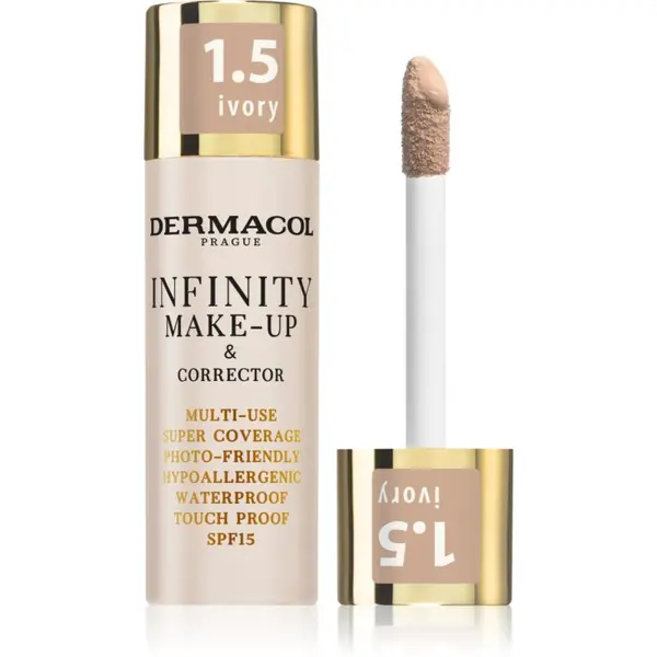 Dermacol Dermacol Infinity високо покривен фон дьо тен SPF 15 цвят 1.5 Ivory 20 гр.